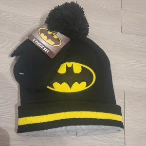 DC Batman Kids Toddler 2-Piece Beanie Hat & Mittens Set, Brand New - Picture 1 of 7