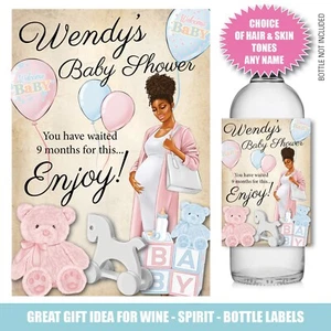 Botella de género personalizada BABY SHOWER etiqueta ginebra vino vodka amiga niña 178 - Imagen 1 de 25