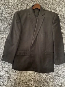 Vintage Cricketeer Mens Blazer Suit Size 46 Black Pinstripe Two Front Buttons - Picture 1 of 19