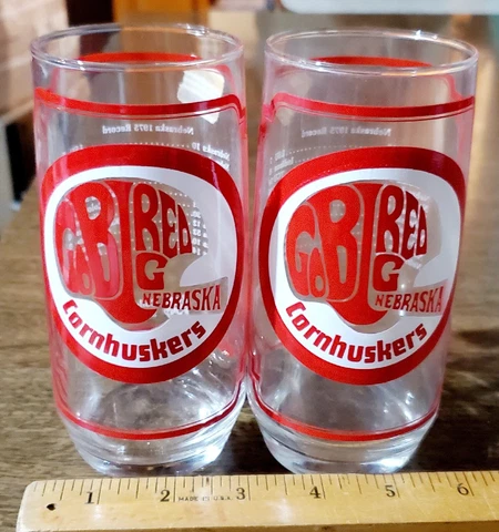 Vintage Nebraska Cornhuskers Football 1975 Glasses Lot Of 2 Go Big Red Cover
