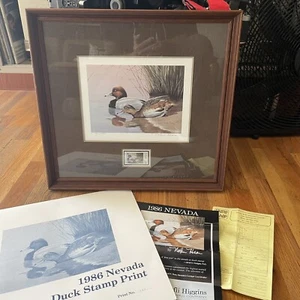 1986 Nevada Duck Stamp & Print Nolan Haan Framed 1st Signed Numbered Mint! - Picture 1 of 24