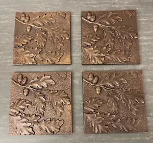 Whitehall Antique Copper Oak Leaf Acorn Fall Wall Decor Tile 8'' Set of 4 - Picture 1 of 4