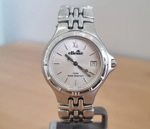 Ellesse SS silver dial quartz Swiss V8 7 jewel quartz watch with SS bracelet - Picture 1 of 10
