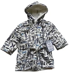 Zak & Zoey Plush Hooded Bath Robe - Little Gentleman Infant Baby Size 0-9m New - Picture 1 of 7