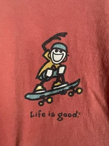 LIFE IS GOOD T Shirt Youth XL 12 - 14 ~ Red Skateboarding Short Sleeve - Picture 1 of 4