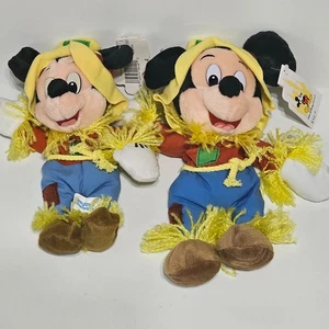 WDW 10" and Disneyland 8" Scarecrow Mickey Mouse Bean Bag Plush - Picture 1 of 7