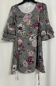 Speechless Kids Girls Floral Striped Dress 10 Youth Ruffle Sleeve w/ Pockets $60 - Picture 1 of 18