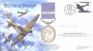 BB2 WW2 BoB Batalla de Gran Bretaña piloto de combate RAF as ALLAN WRIGHT DFC* firmado FDC - Imagen 1 de 1