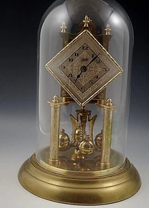 SCHATZ ORIGINAL CLOCK DIAMOND FACE GLASS DOME SEPTEMBER 1954 GERMANY WORKING - Picture 1 of 8