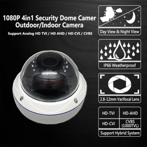 [Package] 1PV 2.8-12mm 1080P HD Security Dome Cameras 4in1 HD TVI CVI AHD Analog - Picture 1 of 12