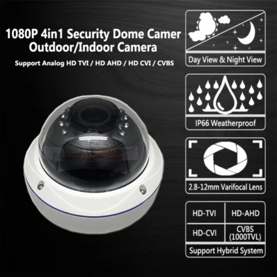[Package] 1PV 2.8-12mm 1080P HD Security Dome Cameras 4in1 HD TVI CVI AHD Analog - Image 1 of 4