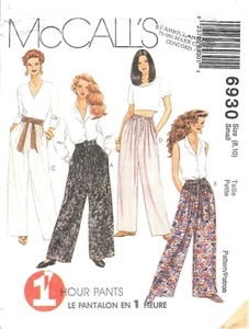 Uncut McCall's Sewing Pattern 6930 Misses Pull-On Pants Strait or Wide Size 8-10 - Picture 1 of 2