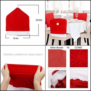 4pc Red Hat Dining Chair Slipcovers,Christmas Chair Back Covers Kitchen - Picture 1 of 6