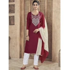 NEU Damen Trachten Funktionskleidung Viskose Salwar Anzug Rot Kurta GR M - Bild 1 von 6
