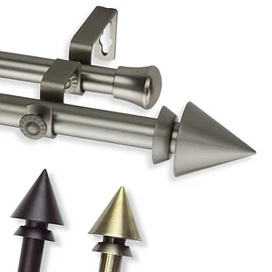 Apex 3/4” Adjustable Drapery Double Curtain Rod 28"-170" (4 sizes, 3 colors) - Picture 1 of 10