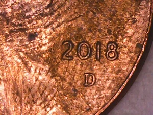 2018 D Penny with Thumbprint - Picture 1 of 13