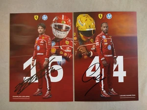 Ansichtskarten/Postcards Leclerc und Hamilton 2025 mit Autogrammen - Ferrari - F1 - Bild 1 von 2