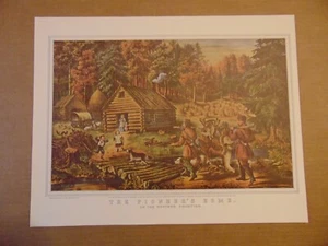Vintage Currier & Ives Lithograph Reprint THE PIONEER'S HOME - Picture 1 of 1