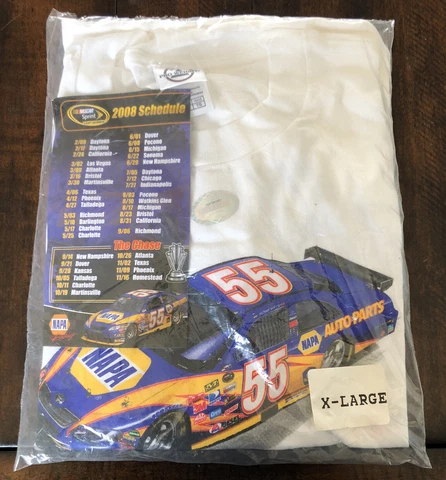 NASCAR 55 Michael Waltrip Napa 2008 Sprint Cup Commemorative T-Shirt XL Bagged Cover