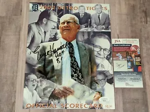 Ernie Harwell signiert 2002 Detroit Tigers Scorekarte JSA COA HOF 81 unbenutztes Foto - Bild 1 von 4