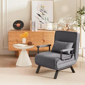 Foldable Chair Bed, Comfy Convertible Sleeper Sofa, Cozy Futon Chair, Light Grey - Picture 1 of 11
