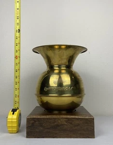 Large 13” Tall Copenhagen Skoal Double Sided Spittoon Brass & Wood VGC RARE - Picture 1 of 15