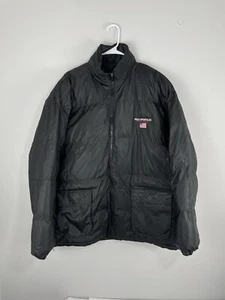VINTAGE 90s Polo Sport Ralph Lauren Down Puffer Jacket Men's XL Solid Black READ - Picture 1 of 18