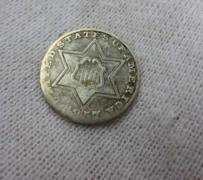 1857 Three Cent / 3-Cent Silver (Set Break) (Estate Fresh) - Image 1 of 2