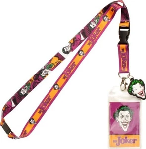 DC Comics The Joker Laughing Art Images Lanyard with Rubber Joker Face Charm NEW - Picture 1 of 1