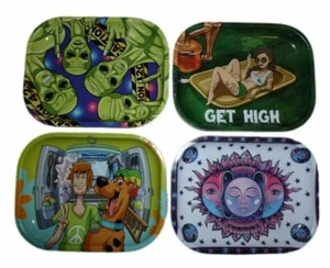 WISE SKIES ROLLING TRAYS HIGH QUALITY CARTOON METAL ROLLING TRAY TOBACCO PAPERS - Picture 1 of 5