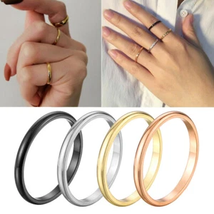 Stainless Steel Finger Ring Women Ring 2mm Couple Ring Circle Plain  - Picture 1 of 22