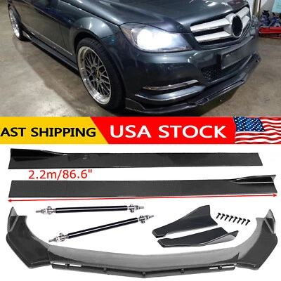 Carbon Fiber Front Bumper Lip Side Skirt Strut Rods For Mercedes Benz E Class Foto 1 de 4