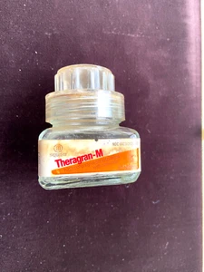 Vintage Squibb Theragan-M Square Glass Jar Vitamins Empty 30 Tablets - Picture 1 of 5