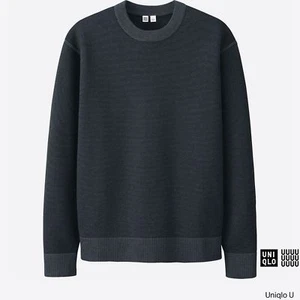 LEMAIRE x UNIQLO 'U' Men's Designer Milano Ribbed Crew Neck Sweater S Blue *NWT* - Picture 1 of 17