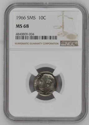 1966 SMS Type 2 Clad Roosevelt Dime 10c Coin NGC Certified Philadelphia Mint - Image 1 of 2