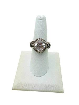 Judith Ripka Sterling Silver Octagon Clear CZ Center Stone Ring Size 7 - Image 1 of 4