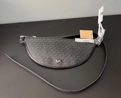 NWT Michael Kors Belt Crossbody Fanny Pack Reversible Bag - Black Leather L / XL - Image 1 of 4