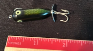 ANTIQUE VINTAGE HEDDON TEENY TINY TORPEDO FISHING LURE WOODEN ORANGE/BROWN #20 - Picture 1 of 4