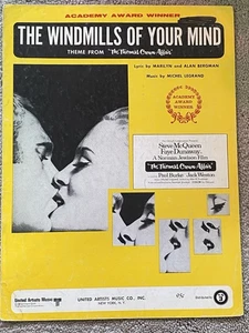 1968 THE WINDMILLS OF YOUR MIND Sheet Music Thomas Crown Affair Theme by Bergman - Picture 1 of 4