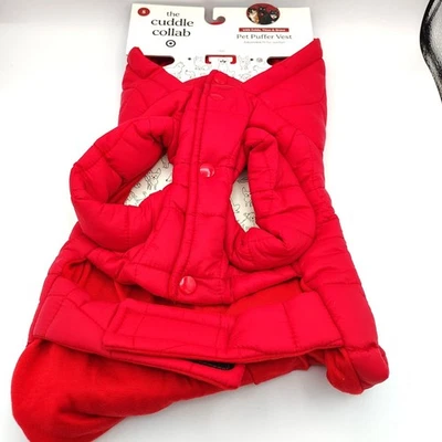 Pet Puffer Vest Size Small Cuddle Collab Red Cat Shih Tzu Bichon Frise Kitty - Image 1 of 4