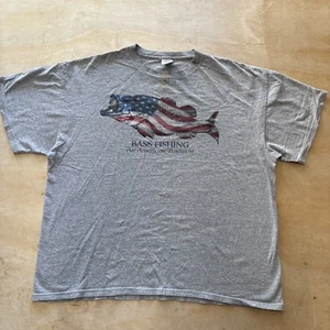 Bass Fishing An American Tradition T Shirt Delta Proweight Mens Size XL Grey USA - Picture 1 of 8