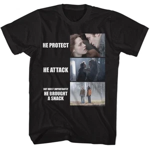 Twilight - He Protect He Attack - American Classics - Solid Black Adult Short Sl - Picture 1 of 3