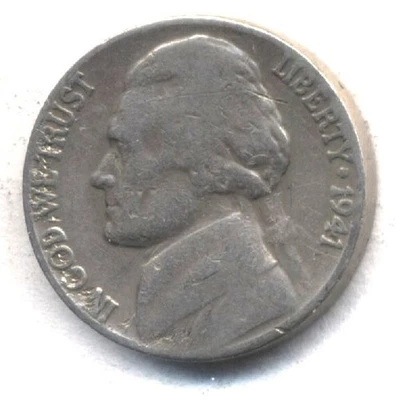 1941 P JEFFERSON NICKEL SCARCE RARE US AMERICAN OLD AUCTION  5 CENT COIN #576 - Image 1 of 2
