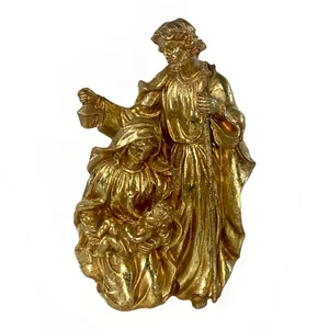 Statuina Natività Sacra Famiglia Vintage Resina Oro Deposizione Giuseppe Maria Gesù 8,5x5 - Foto 1 di 9