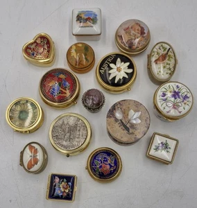 Vintage Trinket Boxes Inc Wedgewood Vintage Brass Floral Enamel Bundle x16 - Picture 1 of 7