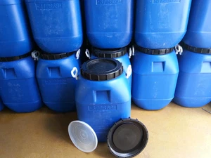 50L Kunststofffass Faß Fass Blau Weithalstonne Tonne mit Deckel - Bild 1 von 1