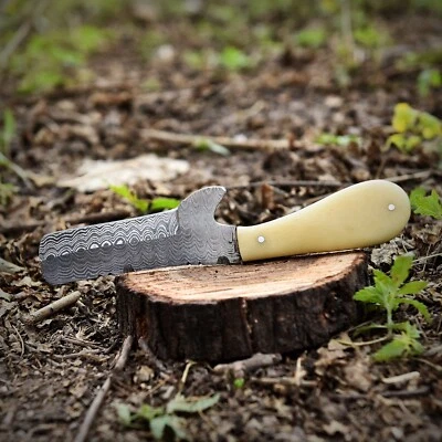 Handcrafted Damascus Steel Fixed Blade Knife with Leather Sheath – Durable Knife - Image 1 of 4