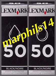 Lexmark 50 x 2. Genuine LEXMARK 50 Black  Ink Cartridges - Original 2pcs 17G0050 - Picture 1 of 5