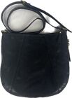 Fossil Gwen Top Zip Saddle Black Leather Expandable Crossbody Hand Bag Purse
