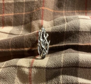 Circa 70s Silver Size 7 And 8 Ring Two Fingers Branches Coral Design Nature - Picture 1 of 4